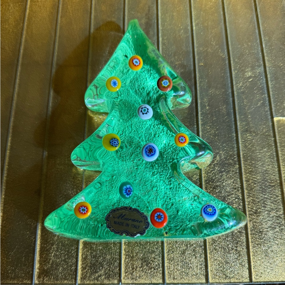 Murano millefiori made in Italy Christmas tree glass paperweight